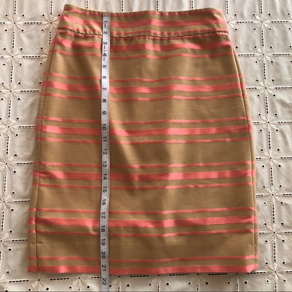 J CREW Factory Tan & Coral Striped Pencil Skirt - Picture 8 of 11